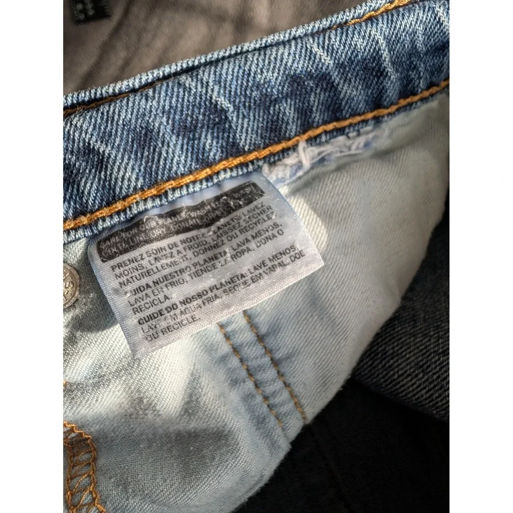 Levis 502 Regular Taper Mens Jeans Blue Medium Wash Denim 34x29 Distressed